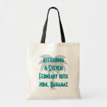 Destination wedding tote bags | palm tree design<br><div class="desc">Destination wedding tote bags | palm tree design. Personalized with name of bride and groom,  marriage date and location. Perfect for tropical beach wedding in the caribbean. Cute wedding favour / gift idea for your guests. Turquoise blue / sea green and black.</div>