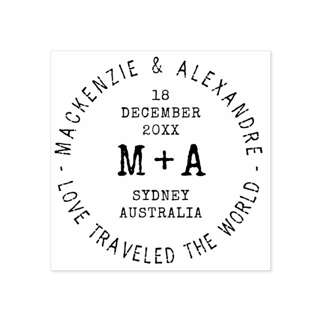 Destination Wedding Travel Theme Custom Passport Rubber Stamp (Imprint)