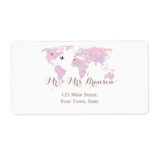 Destination Wedding Travel Watercolor World Map
