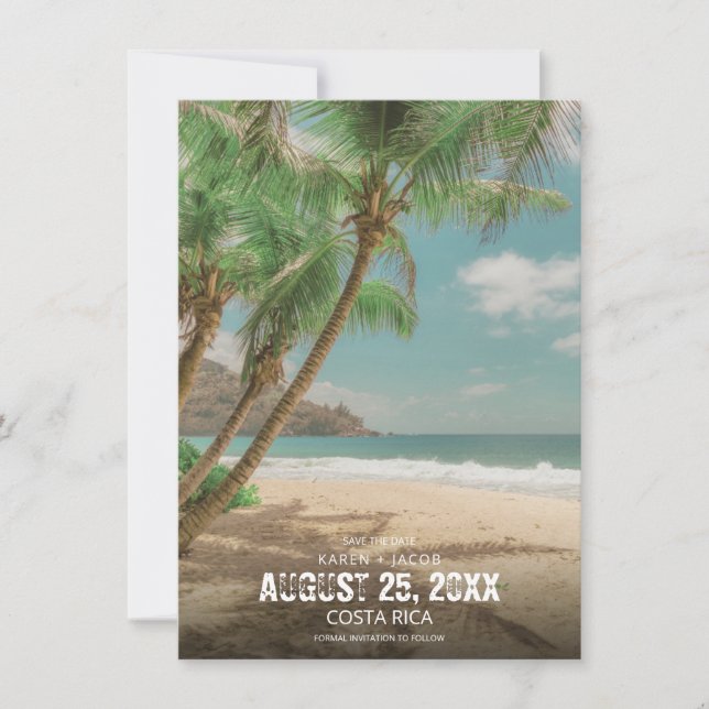 Destination Wedding Tropical Beach Save the Date  (Front)