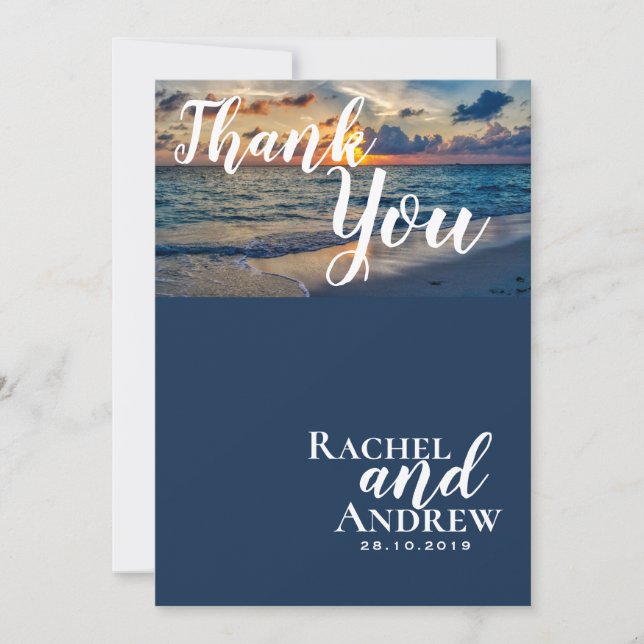 Destination Wedding Tropical Sunny Skies Wedding Thank You Card (Front)