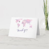 Destination Wedding Watercolor World Map THANK YOU