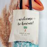 Destination Wedding Welcome Bag | Palm Tree<br><div class="desc">Welcome guests to your destination wedding with these chic and modern personalized tote bags. Design features "welcome to [your destination]" in modern hand lettered brush script,  with space to personalize with your names and wedding date. A tropical palm tree illustration completes the design.</div>