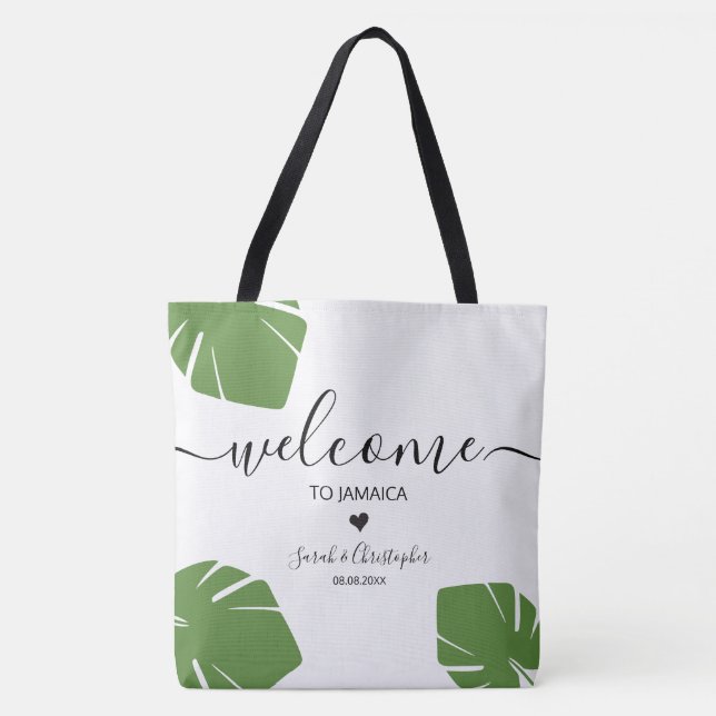 Destination Wedding Welcome Bag Tropical Leaves (Front)