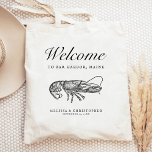 Destination Wedding Welcome Lobster Tote Bag<br><div class="desc">This destination wedding hotel or favour bag features a vintage illustration of a lobster under the word "welcome" in elegant script. Personalize it with your wedding location,  the names of the bride and groom,  and the wedding date.</div>