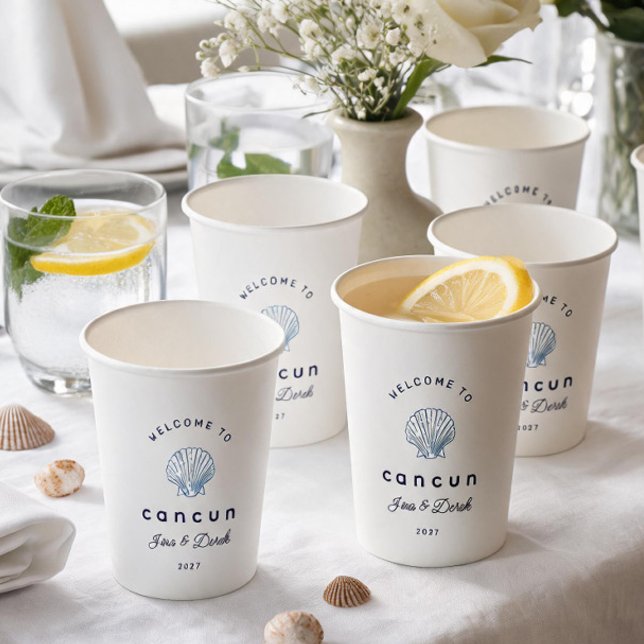 Destination Wedding White Blue Paper Cups (Creator Uploaded)