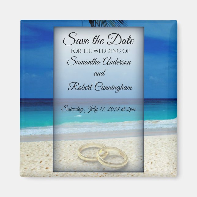 Destination Wedding with Rings Save The Date - Magnet (Front)