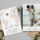 Destination Wedding World Map Photo Save The Date<br><div class="desc">Introducing the perfect way to announce your upcoming destination wedding - our Save the Date product! Featuring a beautiful world map design, complete with a customizable pin to mark the location of your special day, this unique and personalized product is sure to leave a lasting impression on your guests. With...</div>