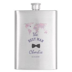 Destination Wedding World Map The BEST MAN Hip Flask