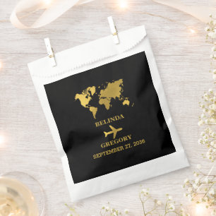 Destination Wedding World Passport Black Gold Favour Bag