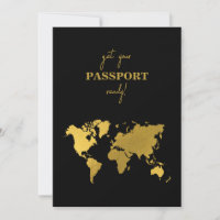 Destination Wedding World Passport Black Gold