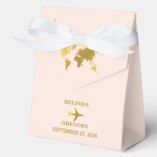 Destination Wedding World Passport Blush Pink Gold Favor Box