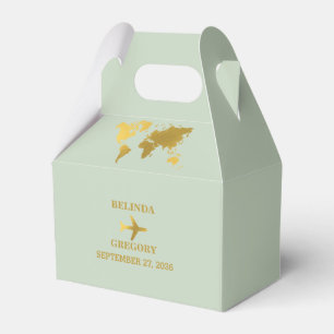 Destination Wedding World Passport Sage Green Gold Favor Box