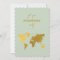 Destination Wedding World Passport Sage Green Gold