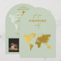 Destination Wedding World Passport Sage Green Gold