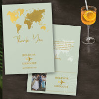 Destination Wedding World Passport Sage Green Gold