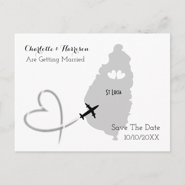Destination Weddings St Lucia Save The Date Announcement Postcard (Front)