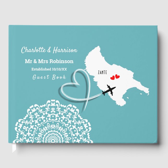 Destination Zante Greek Wedding Guest Book (Front)