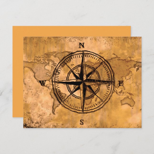 Destinations - Compass Rose et carte du monde (Devant / Derrière)