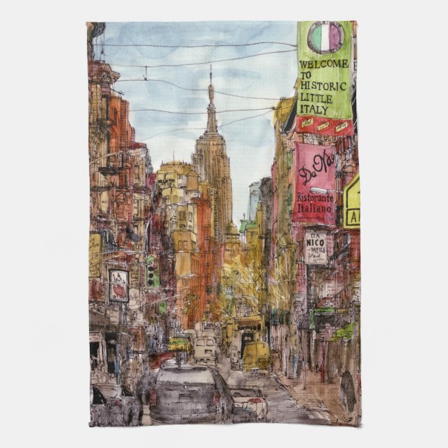 Destinations | New York City View of Little Italy Kitchen Towel (Vertical)