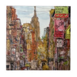 Destinations | New York City View of Little Italy Tile<br><div class="desc">Get lost in this spectacular watercolor and ink design by the extremely talented Melissa Wang on a vast range of products from Zazzle. Melissa brings to life the Little Italy in New York City all with the superior empire building reining overhead. Feast your eyes on the amount of detail Wang...</div>