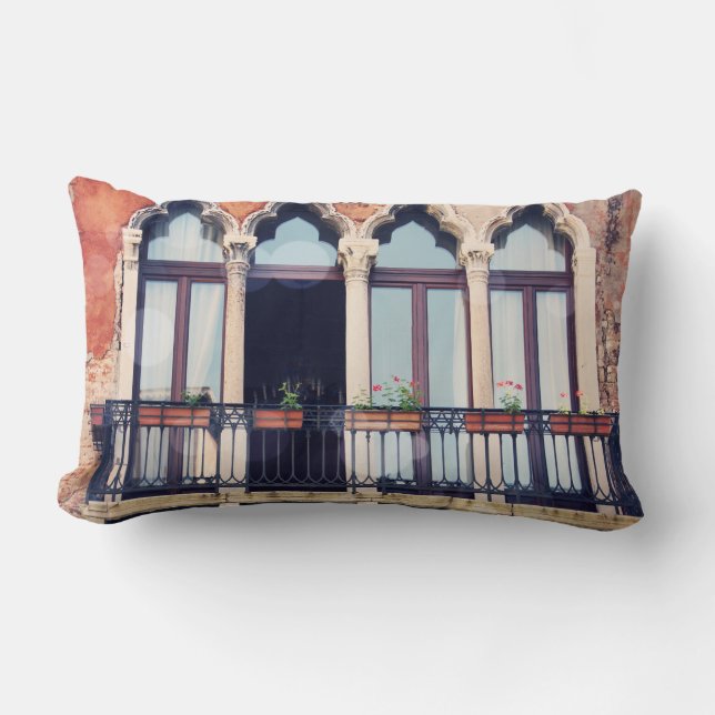 Destinations | Rustic Venice Building Lumbar Pillow (Front)