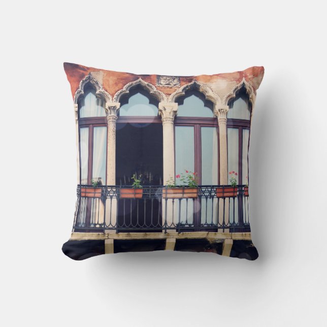 Destinations | Rustic Venice Building Throw Pillow (Front)
