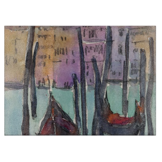 Destinations | Two Gondolas in Venice Sketch Cutting Board (Front)