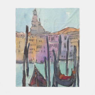 Destinations   Two Gondolas in Venice Sketch Fleece Blanket