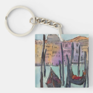 Destinations   Two Gondolas in Venice Sketch Keychain