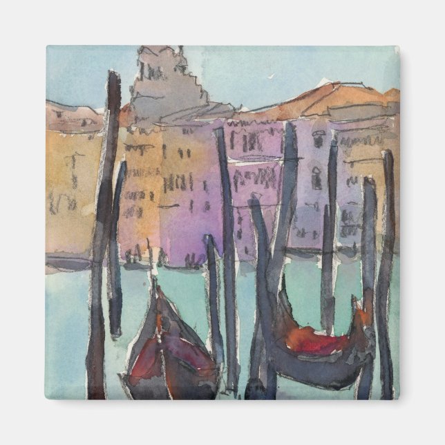 Destinations | Two Gondolas in Venice Sketch Magnet (Front)