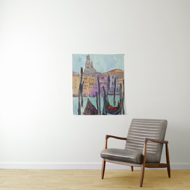 Destinations | Two Gondolas in Venice Sketch Tapestry (In Situ)