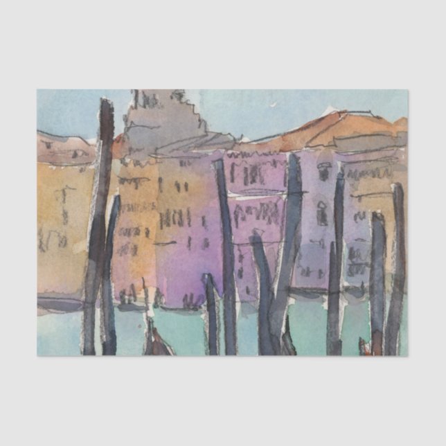 Destinations | Two Gondolas in Venice Sketch Tissue Paper (Front)