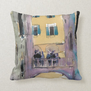 Destinations Venice Canal Bridge View Throw Pillow