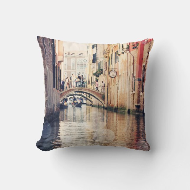 Destinations | Venice Gondolas Photograph Throw Pillow (Front)
