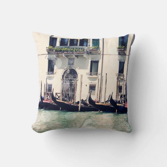 Destinations | Venice Waterfront Photograph Throw Pillow (Front)