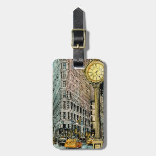 Destinations   Vintage Fifth Avenue Clock Luggage Tag