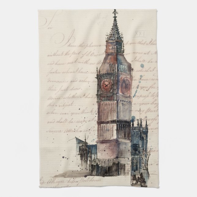 Destinations | Vintage Letters From Big Ben Kitchen Towel (Vertical)