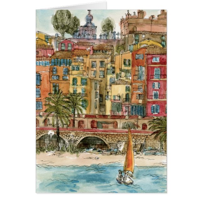 Destinations | Watercolor Beach & Buildings (Front)