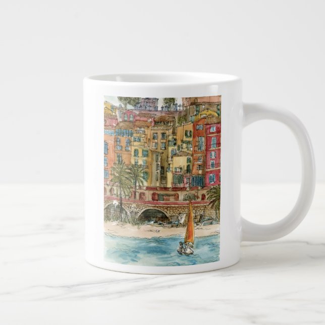 Destinations | Watercolor Beach & Buildings Large Coffee Mug (Right)