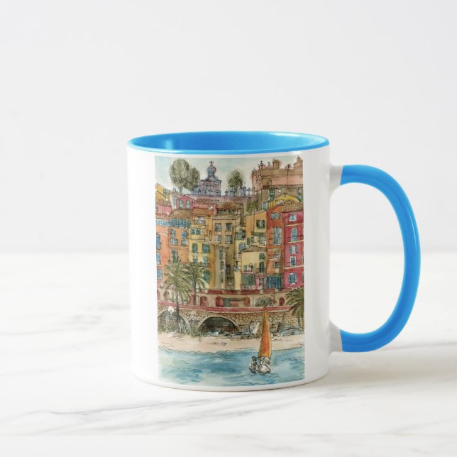 Destinations | Watercolor Beach & Buildings Mug (Right)