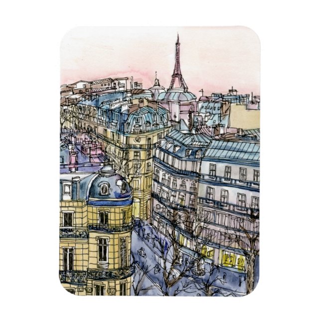Destinations | Watercolor Eiffel Tower & Paris Magnet (Vertical)
