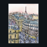 Destinations | Watercolor Eiffel Tower & Paris Postcard<br><div class="desc">A picturesque watercolor and ink design created by the gifted Melissa Wang. This illustration depicts an urban landscape of the city of Paris with the iconic Eiffel Tower standing tall in the top tier of the piece overlooking the city. This cultural icon is usually depicted front and centre of an...</div>