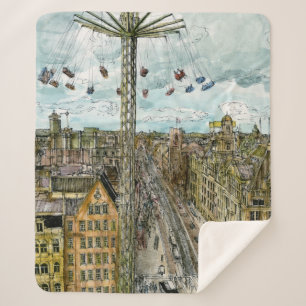 Destinations   Watercolor European Swing Ride Sherpa Blanket