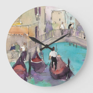 Destinations   Watercolor Venice Gondola Ride Large Clock