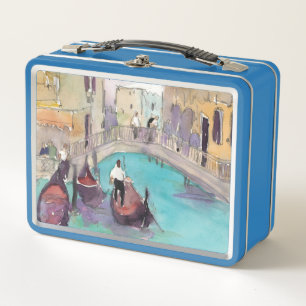 Destinations   Watercolor Venice Gondola Ride Metal Lunch Box