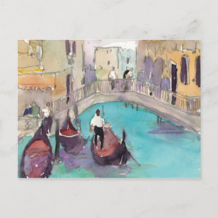 Destinations   Watercolor Venice Gondola Ride Postcard