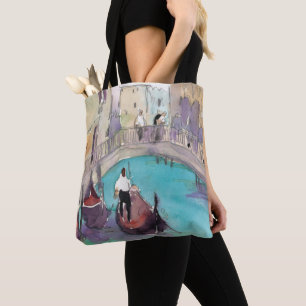 Destinations   Watercolor Venice Gondola Ride Tote Bag