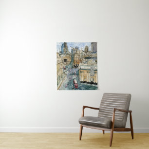 Destinations   Watercolor Vintage London Street Tapestry