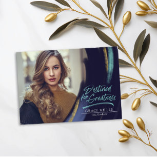  Destined for Greatness Modern Photo Graduation Invitation